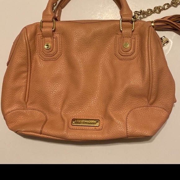 Steve Madden Soft Pink Chain Gold-Tone Combo Shoulder Strap Optional Tassel Zip - Picture 4 of 6